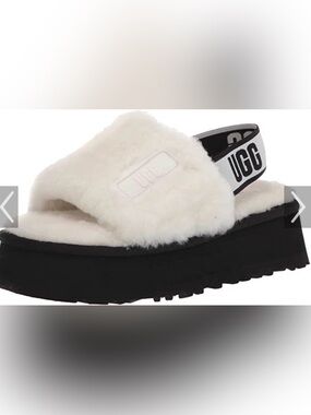UGG Disco Slide Sandal Slipper In Black/Cream Size 7
